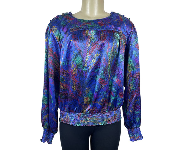 Vintage Woman Notations Abstract Print Blouse Sz 16W