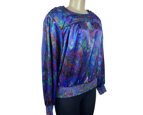 Vintage Woman Notations Abstract Print Blouse Sz 16W