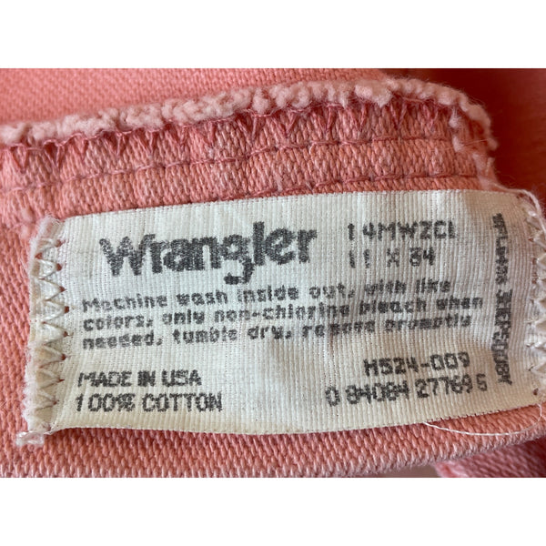 VTG Wrangler Pink Cotton Straight-Leg High-Rise Jeans Made In USA Size 32 X 34