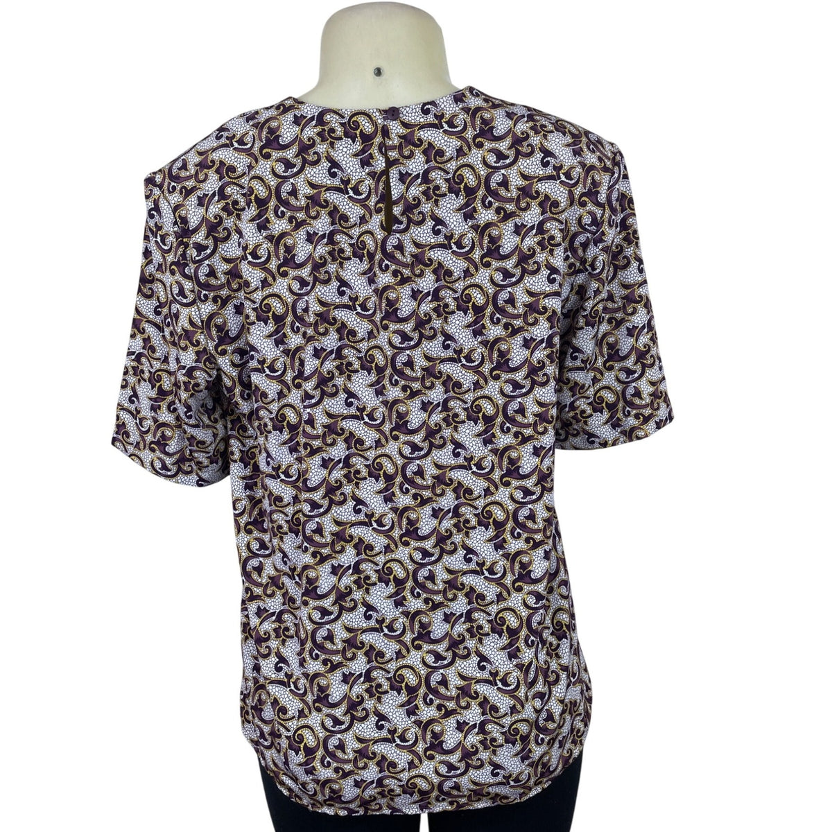 Vintage Worthington Women's Purple White Blouse Sizee M