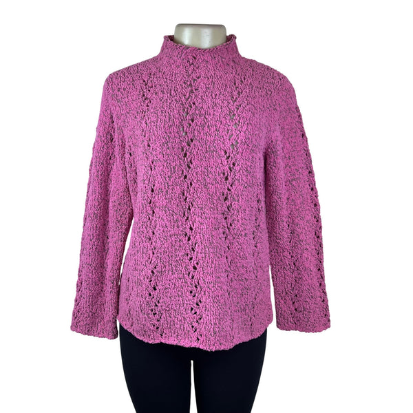 Sigrid Olsen Women’s Pink Textured Knit Pullover Sweater Size M - New