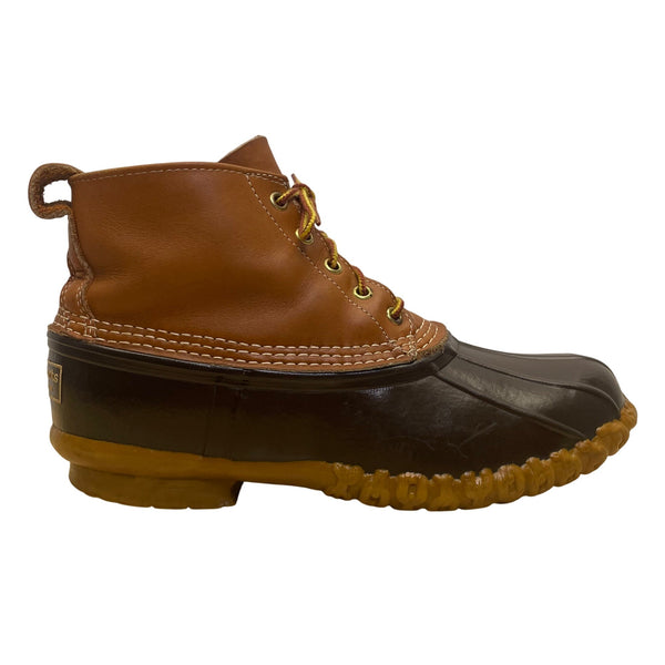 L.L. Bean Mens Brown Rubber Lace-Up Water Resistant Leather Duck Boots Size 8