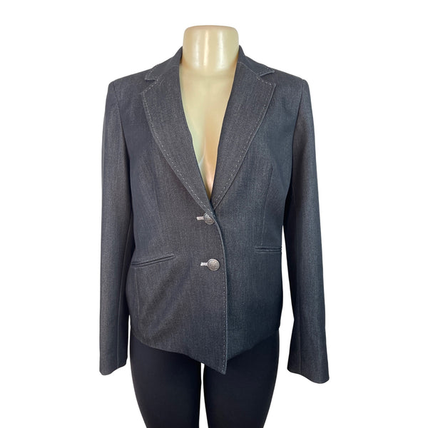 Kasper Womens Charcoal Gray Blazer Two-Button Closure Long Sleeves Sz 12 - New