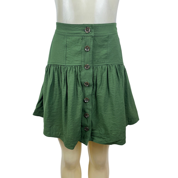 Banana Republic Women's Green Tortoise Buttoned A-Line Skirt With Sz S
