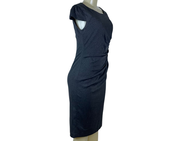 Ruby Belle Womens Gray Herringbone Cap Sleeve Sheath Dress Stylish Size 8