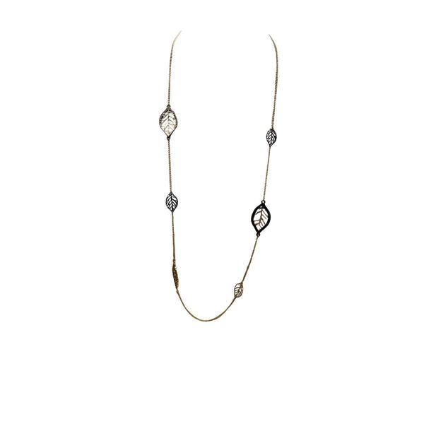 Gold Leaf Necklace & Earrings Set By Periwinkle