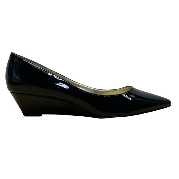 Bandolino Women’s Black Faux Patent Leather Yara Wedge Pumps Size 10M