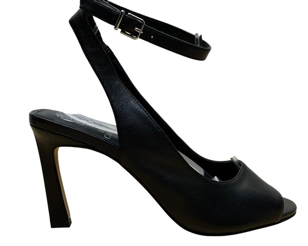 Vince Camuto Women’s Black Leather Ankle Strap Peep Toe Reteema Heels Size 8M