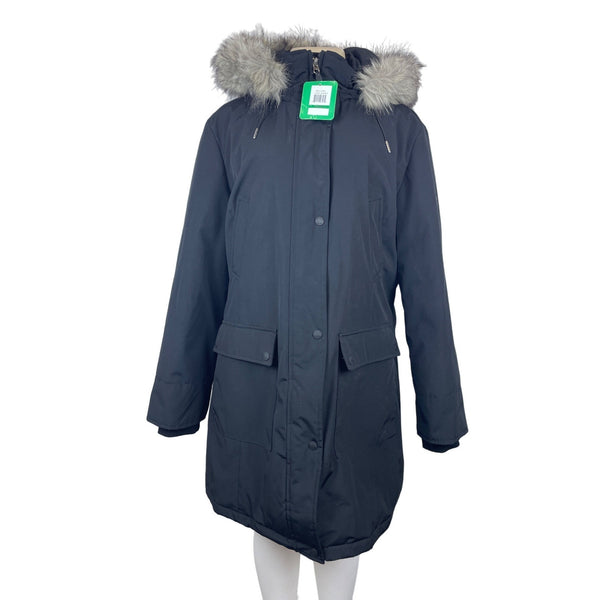 Andrew Marc Women's Black Coat With Fur Hoodie Size XL - New