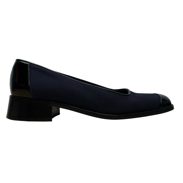 Joan & David Women’s Navy Blue Black Patent Leather Low Heel Pumps Size 7.5
