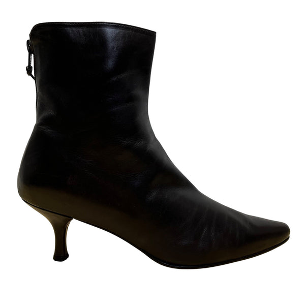 Stuart Weitzman Women’s Black Leather Back Zipper Heeled Ankle Boots Size 10M