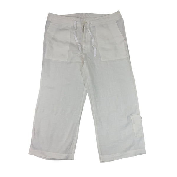 Eddie Bauer Womens White Wide and Linen Capri Pants Size 12 - NEW