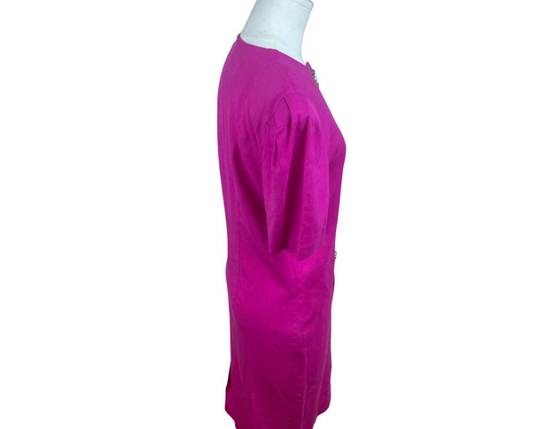 Vintage Positive Attitude Womens Magenta Short Sleeve Dress Sz 3/4