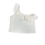 H&M Womens Cream Polyester One-Shoulder Ruffle Crop Top Size XL Sustainable Fabric NWT