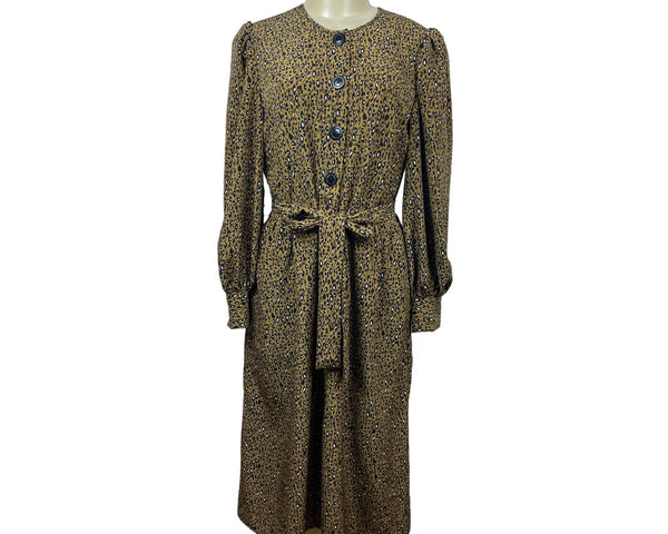 Who What Wear Womens Scattered Animal Midi Dress With Tie Waist Sz S - New