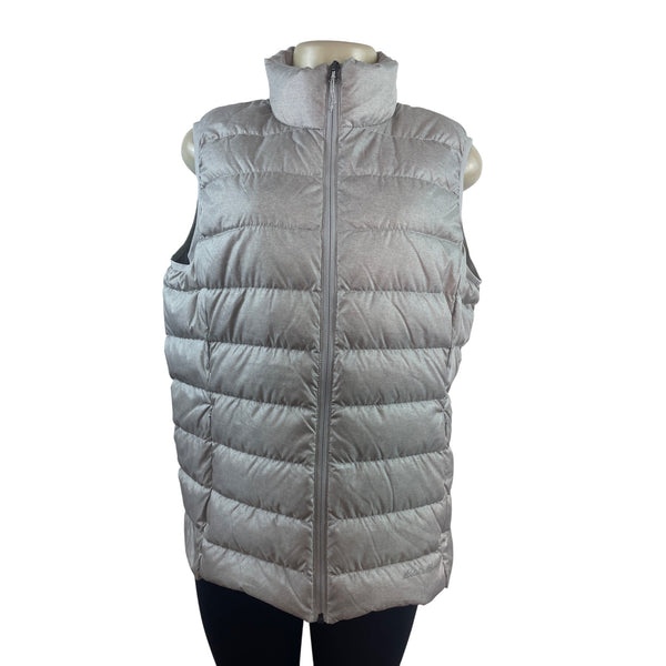 Eddie Bauer Women's Puffer Vest With Full-Zip Closure In Light Gray Size L - New