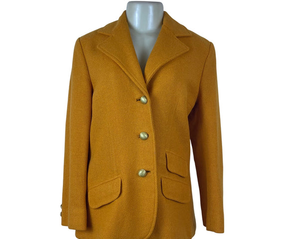 Bernhard Altmann Women’s Mustard Wool Vintage Blazer Button Closure Pockets
