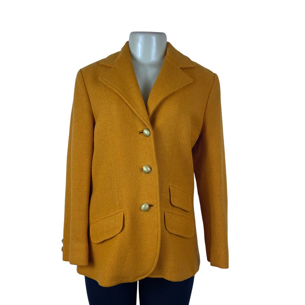 Bernhard Altmann Women’s Mustard Wool Vintage Blazer Button Closure Pockets