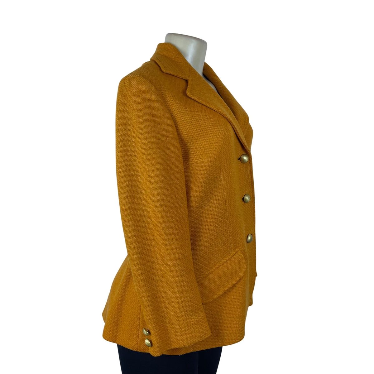 Bernhard Altmann Women’s Mustard Wool Vintage Blazer Button Closure Pockets