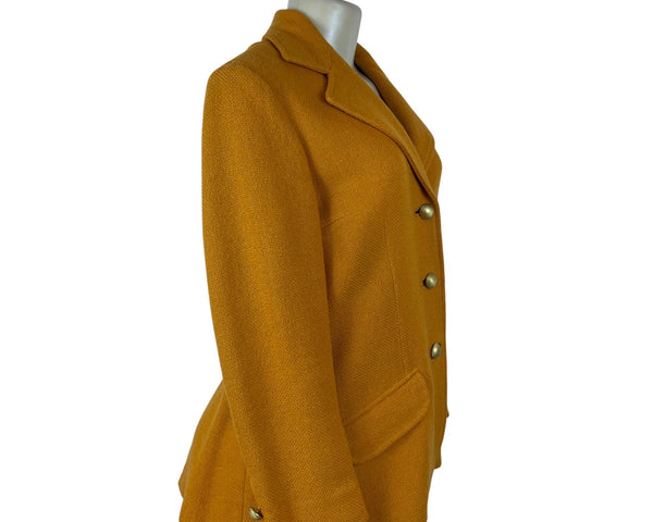 Bernhard Altmann Women’s Mustard Wool Vintage Blazer Button Closure Pockets