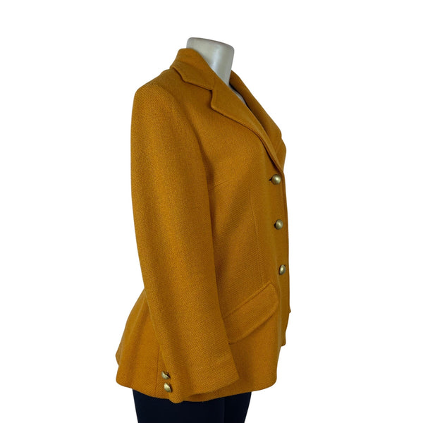 Bernhard Altmann Women’s Mustard Wool Vintage Blazer Button Closure Pockets