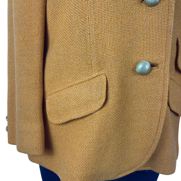 Bernhard Altmann Women’s Mustard Wool Vintage Blazer Button Closure Pockets