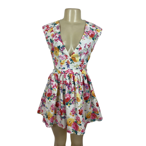 Mustard Seed Womens Floral Cutout Dress With V-Neck & Sleeveless Design Sz S-NEW