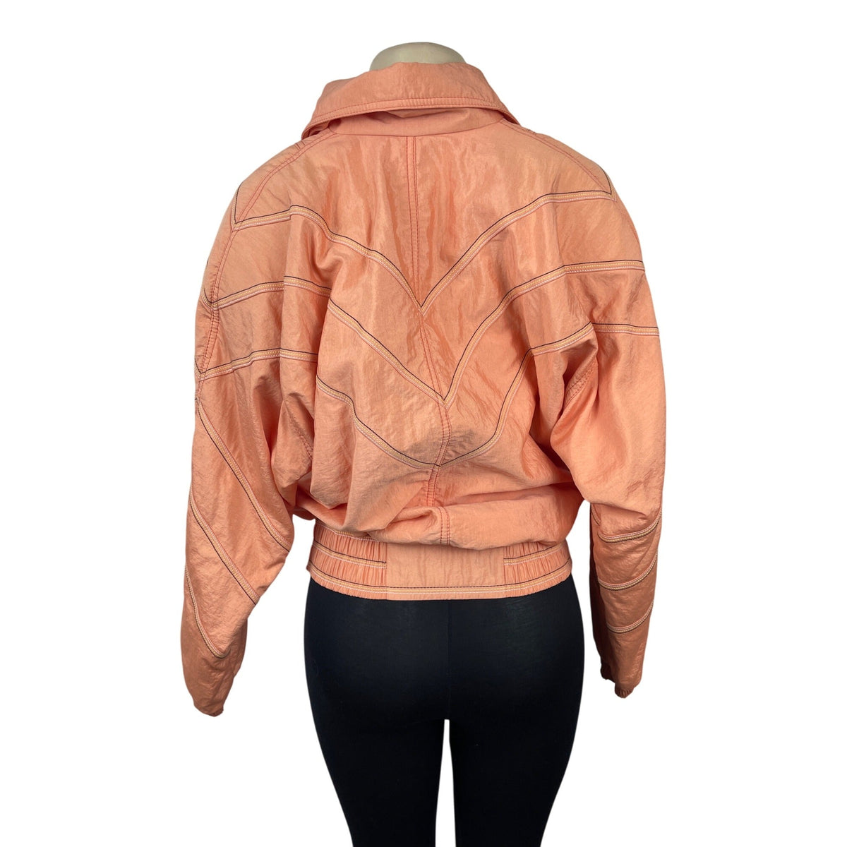 Vintage 90s Ellesse Women's Orange Windbreaker Ski Jacket w Zip & Snap Sz S