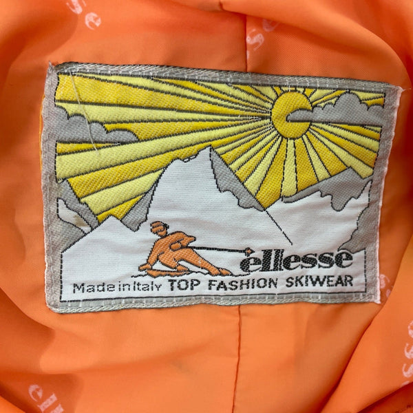 Vintage 90s Ellesse Women's Orange Windbreaker Ski Jacket w Zip & Snap Sz S