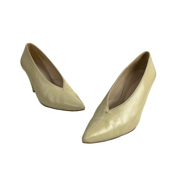 Purificación García Women’s New Beige Spanish Leather Pointed Toe Pumps Sz 40