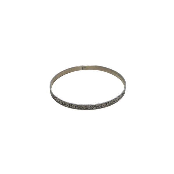 Sterling Silver Women’s Floral Patterned Bangle Bracelet Vintage 7.5 Inch Elegant Jewelry