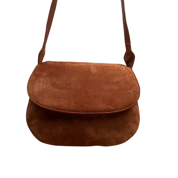 Vintage Susan Bennis Warren Edwards Brown Suede Crossbody Bag Sz M