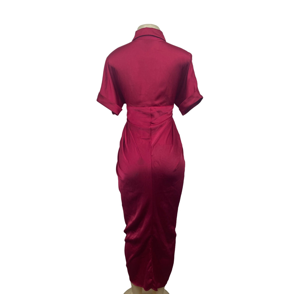 Vintage Women's Red Button Up Collar Shirt Dress Size S