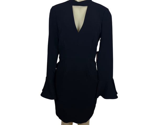 Vince Camuto Black Long Sleeve Keyhole Dress With Flared Cuffs Sz 4 - New