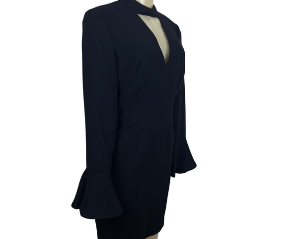 Vince Camuto Black Long Sleeve Keyhole Dress With Flared Cuffs Sz 4 - New