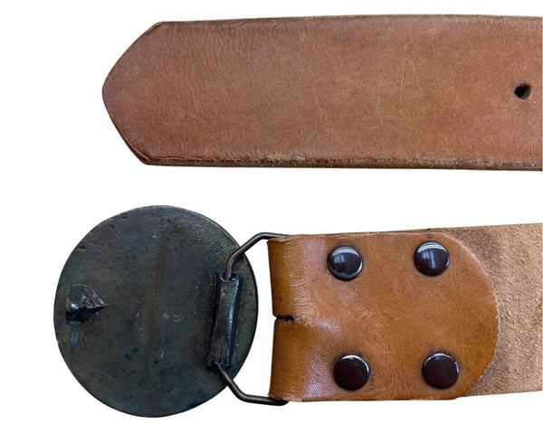 Vintage 1937 Mickey Mouse Brown Leather Belt With Metal Buckle