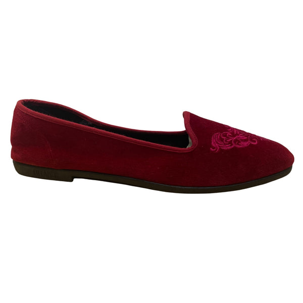 Vintage Gitano Women’s Red Velvet Embroidered Slip-On Flats Size 10-10.5