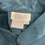 Vintage Tess Women's Blue Floral Patterned Button-Up Blouse Sz M