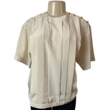 Vintage Josephine Chaus Women's Beige Short Sleeve Blouse Sz 10