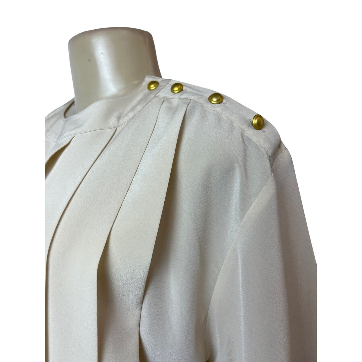 Vintage Josephine Chaus Women's Beige Short Sleeve Blouse Sz 10