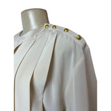 Vintage Josephine Chaus Women's Beige Short Sleeve Blouse Sz 10