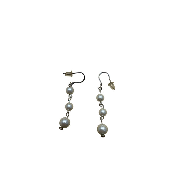 Elegant Dangling Pearl Earrings With Silver Hooks For Women