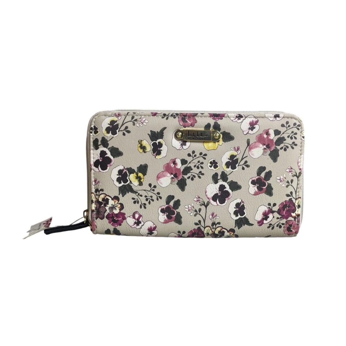 Nicole Miller Women's Gray Flowered Canvas Hand Clutch