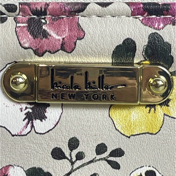 Nicole Miller Women's Gray Flowered Canvas Hand Clutch