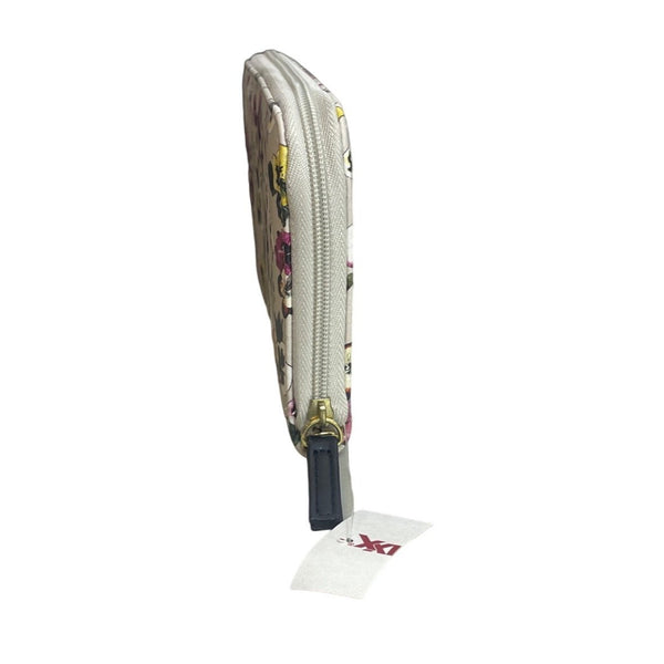 Nicole Miller Women's Gray Flowered Canvas Hand Clutch