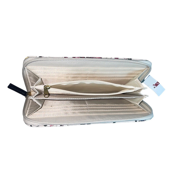 Nicole Miller Women's Gray Flowered Canvas Hand Clutch