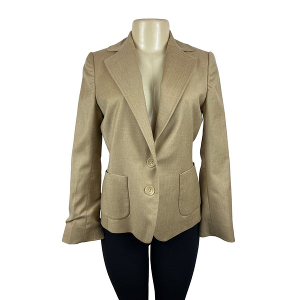 Banana Republic Womens Wool Blazer Notched Lapel Jacket Beige Sz 4