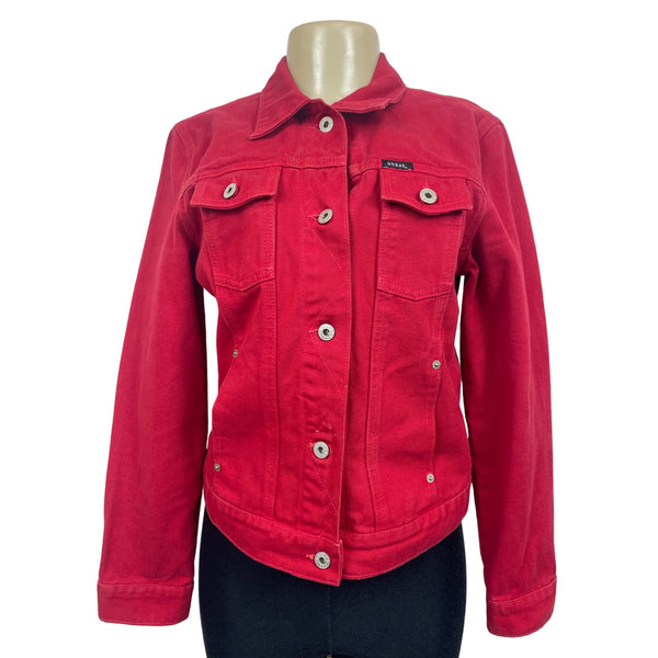 Vintage Guess Jeans Women's Button Down Red Denim Jean Jacket Sz M