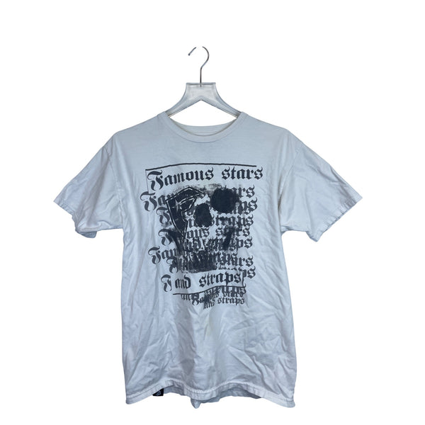 Famous Stars And Straps Mens White Graphic Skull T-Shirt Medium 100% Cotton