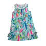 Lilly Pulitzer Girls Multi-Color Nautical Dress With Embellished Neck Sz 8